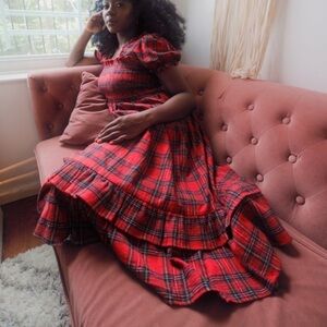 Plaid Red Maxi Dress